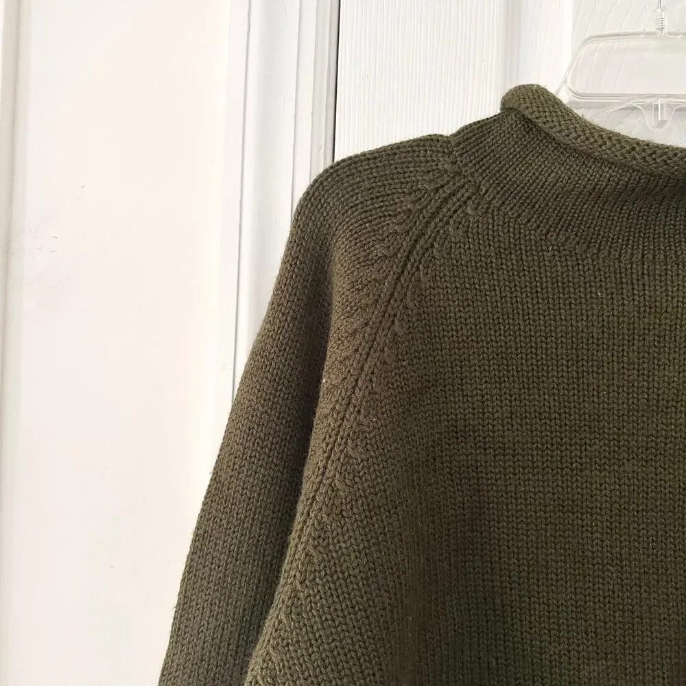 J Crew Vintage Red Oarsman Green Wool Roll Mock Neck Sweater Large Men Hong Kong